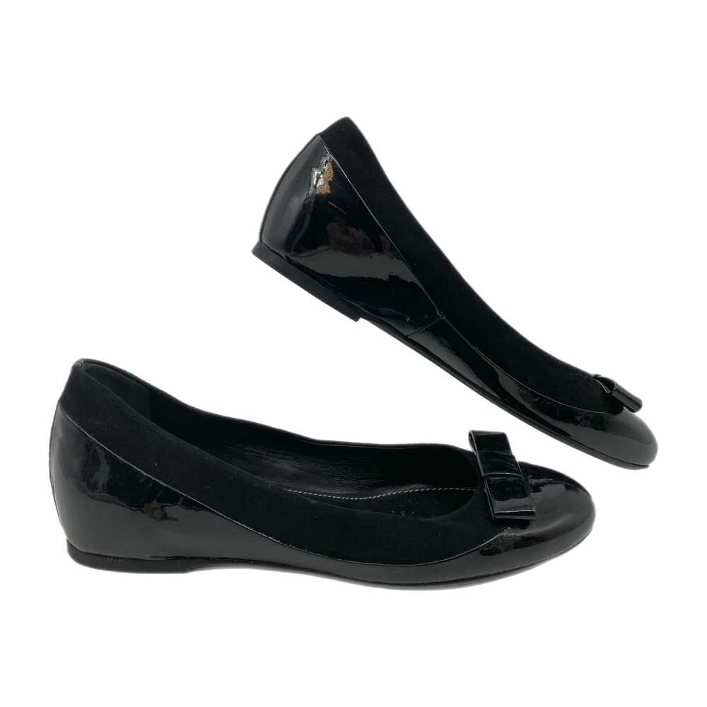 Guglielmo Rotta Black Patent Leather Bow Accent Flats | Women’s 37.5EU